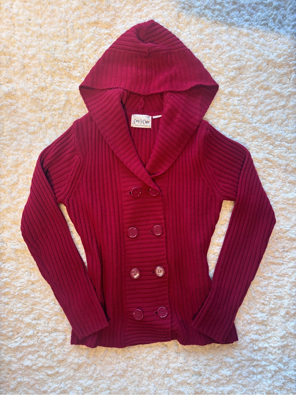 Carly St. Claire Burgundy Hooded Cardigan